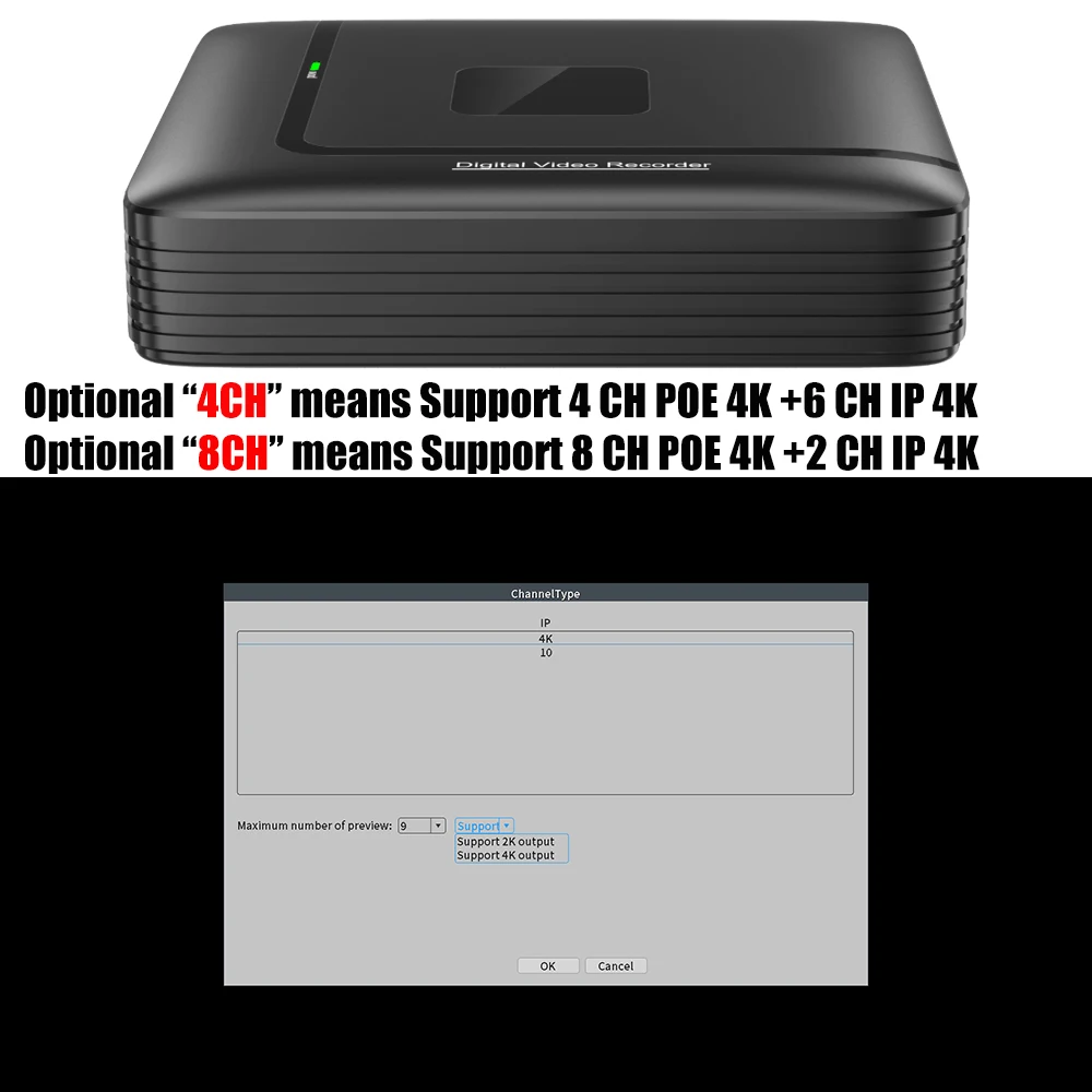 Network Video Recorder 4k 8MP Ultra HD POE NVR Video Recorder H.265 4/8CH 48V for POE IP Camera CCTV System P2P Network Security Surveillance Camera