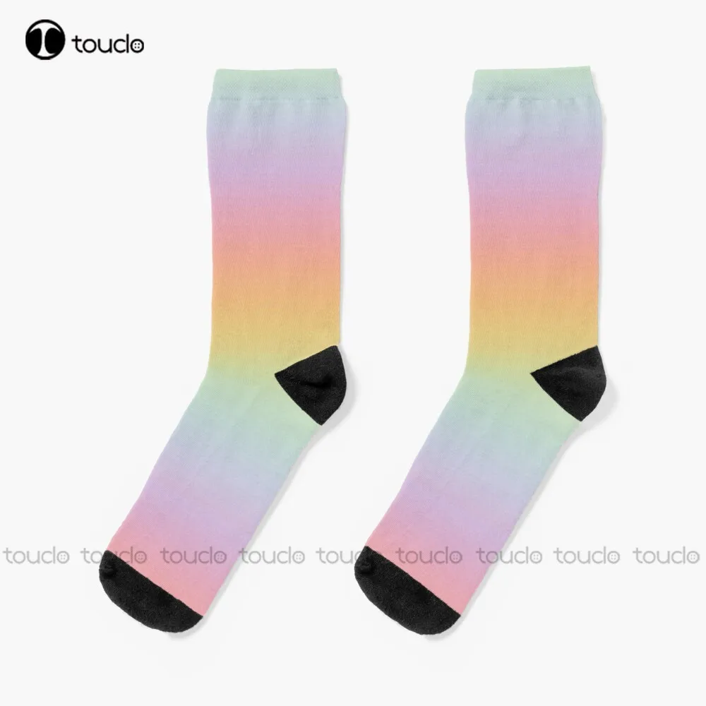 

Pastel Rainbow Ombré Socks Funny Art Streetwear Colorful Cartoon Socks 360° Digital Print Christmas New Year Gift Custom Gift