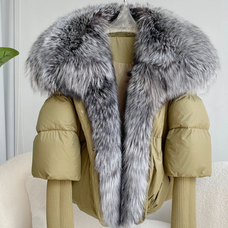 2023 Winter New Fashion 90% Goose Down Jacket Women Thicken Warm Casual Outwear Oversized Faux Fox Fur Collar Luxury Outercoat