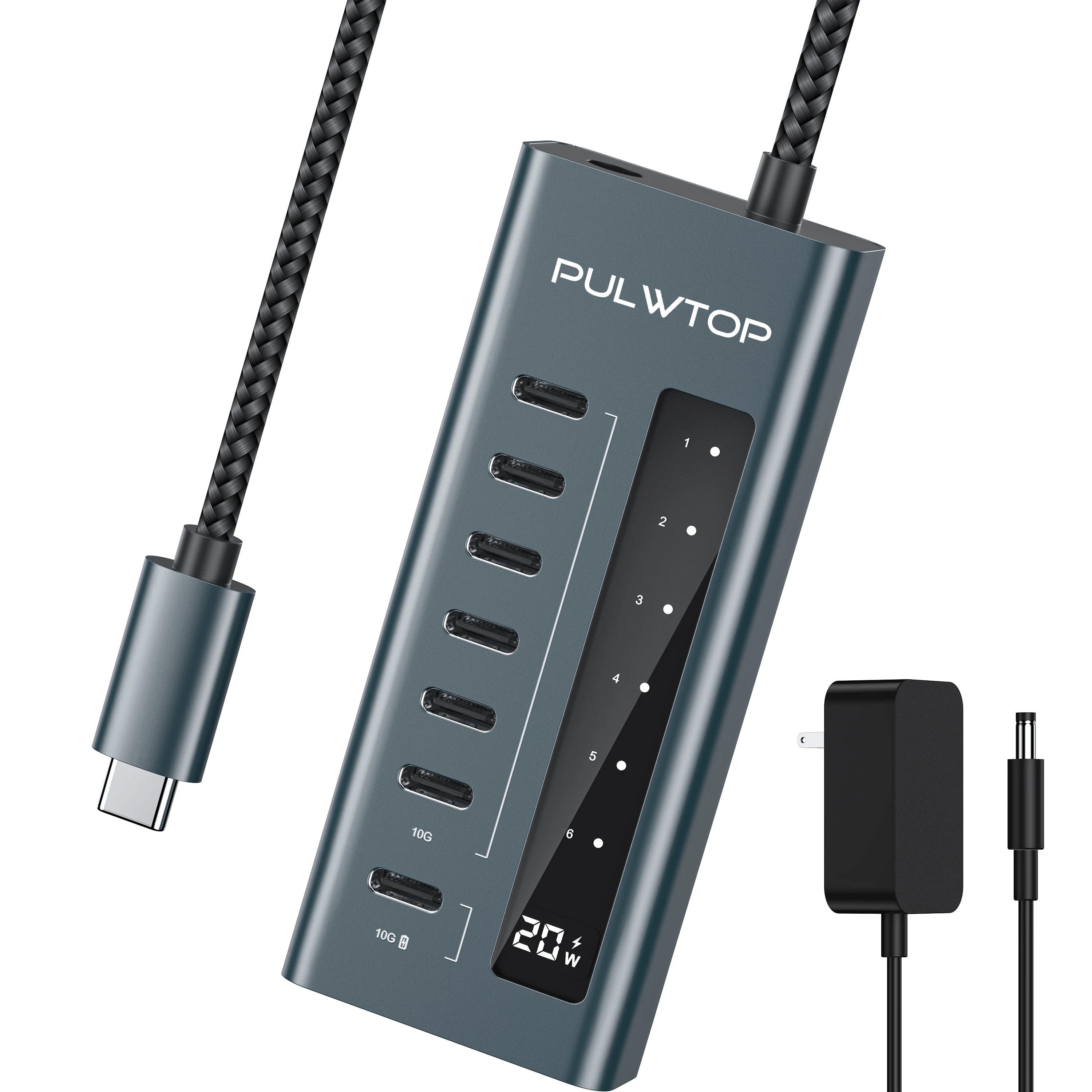 Hub Usb C Da 10Gbps Alimentato Pulwtop 7-In-1 Supporta Dati E Ricarica Rapida, Hub Usb C Per Imac, Macbook Pro/Air, Ipad, Xps