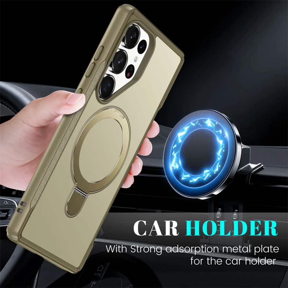 Magnetic Wireless Charger Phone Case with Kickstand - Protective Cover