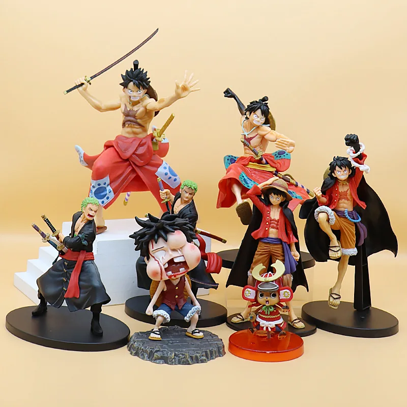 One Piece Animation Rufy Roronoa Zoro Kimono Battle Version Action Figures Model Ornaments Tide Play Toy Holiday Gift