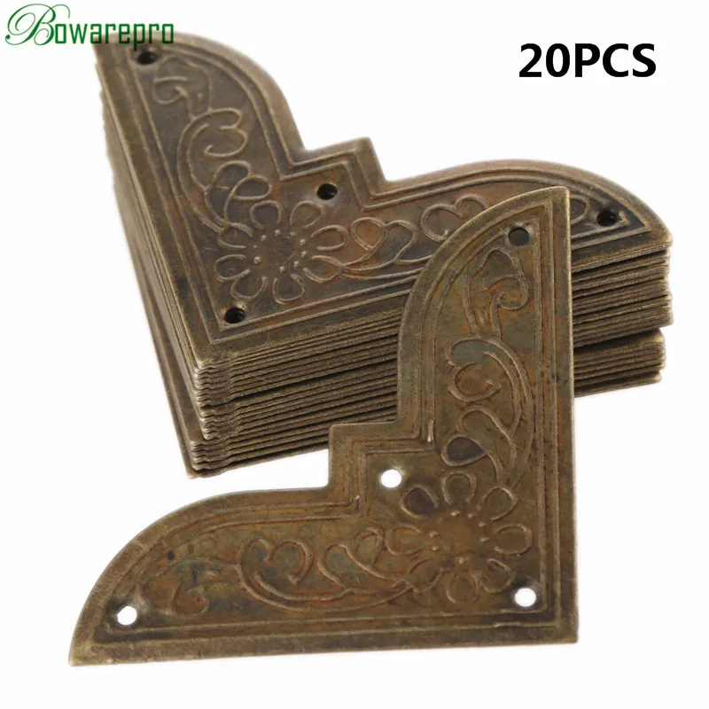 44*62MM, 20Pcs Antique Corner Protector Book Scrapbook Metal Album Corner Decorative Protector Cover for Wooden Jewelry Gift Box