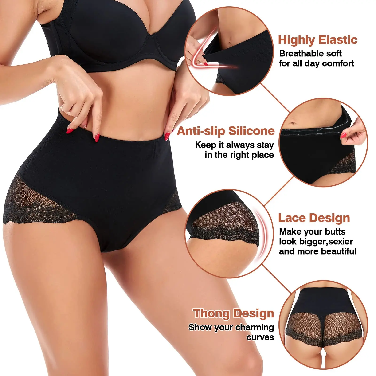 Women's High Waist Seamless Body Shaper Briefs Firm Control Tummy Thong  Shapewear Panties Girdle Underwear, Black, 4XL 
