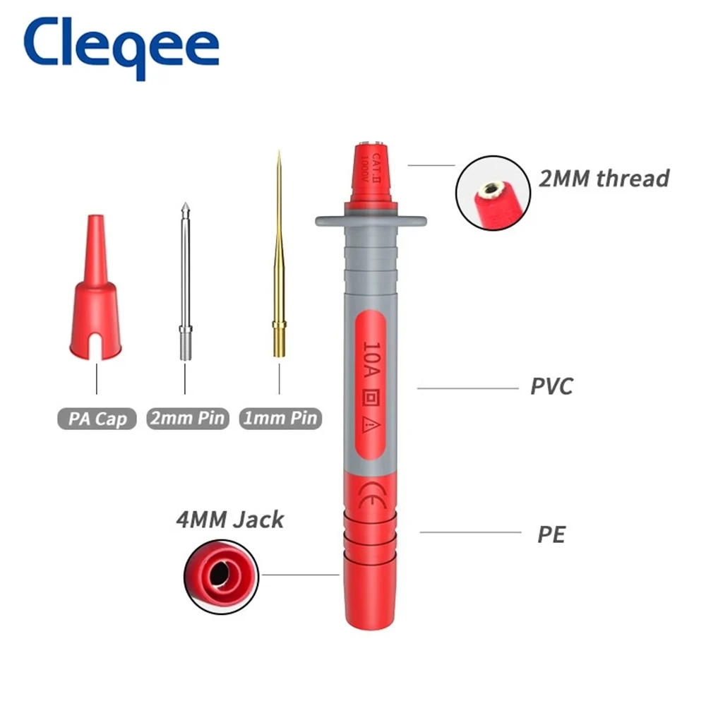 Test Probe Pen Cleqee P8003 Replaceable Gold-plated Sharp 1mm Needles Thick 2mm Needle Multi-purpose