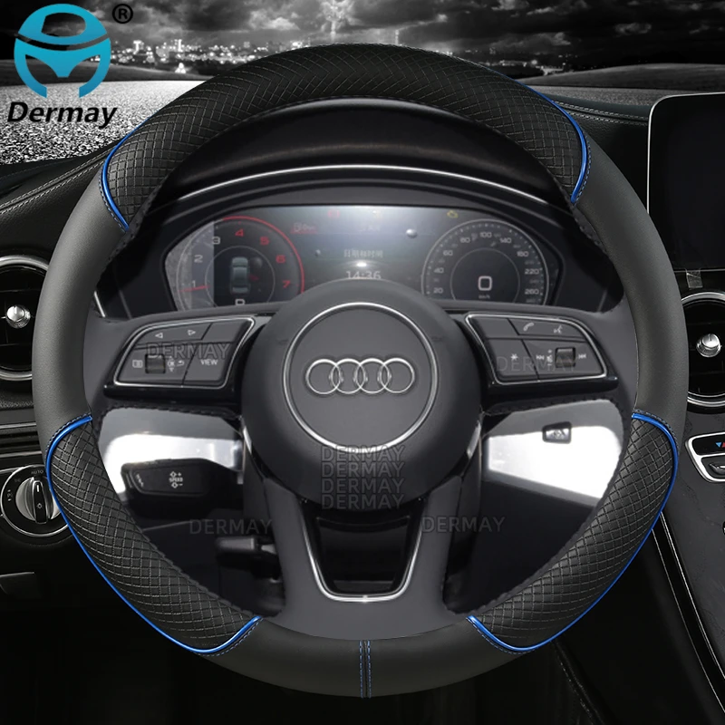 Microfiber Leather Sport Car Steering Wheel Cover Non-slip for Audi A1 8X A2 A3 Q3 Q5 Q2 A4 A5 A6 Avant Auto Accessories steering wheel cover