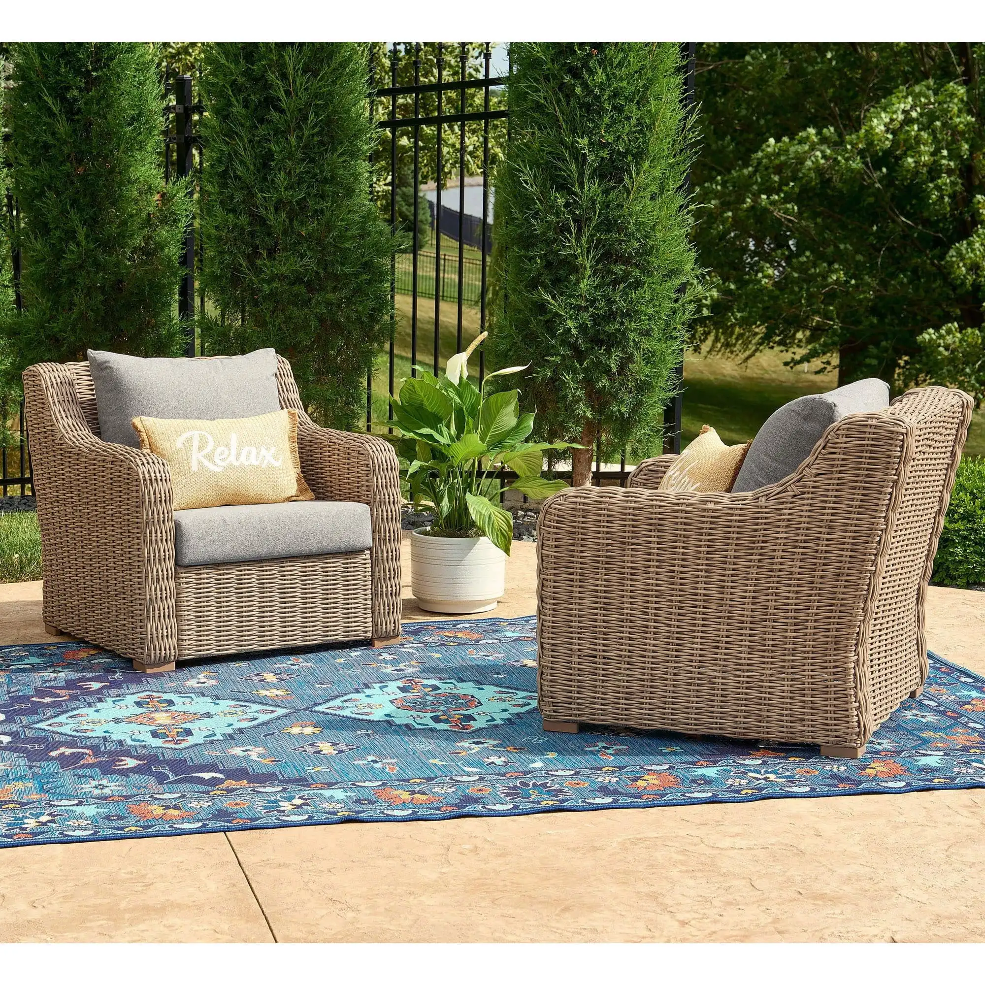 

Bellamy 2-Pack Outdoor Club Lounge Chairs Gray Cushions with Patio Cover