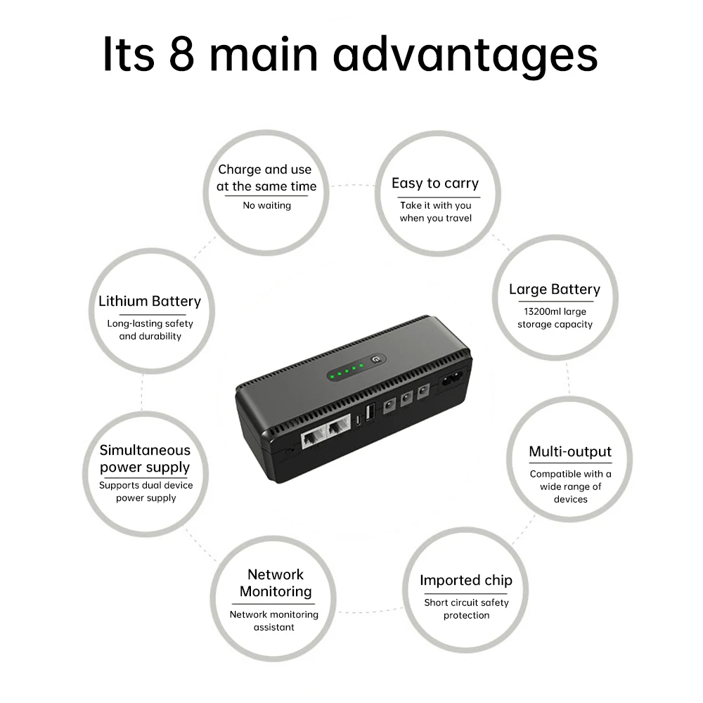 10400mAh DC Power Adapter Uninterruptible Power Supply 5V 9V 12V UPS Router Optical Cat Built-in Adapter Backup Supply