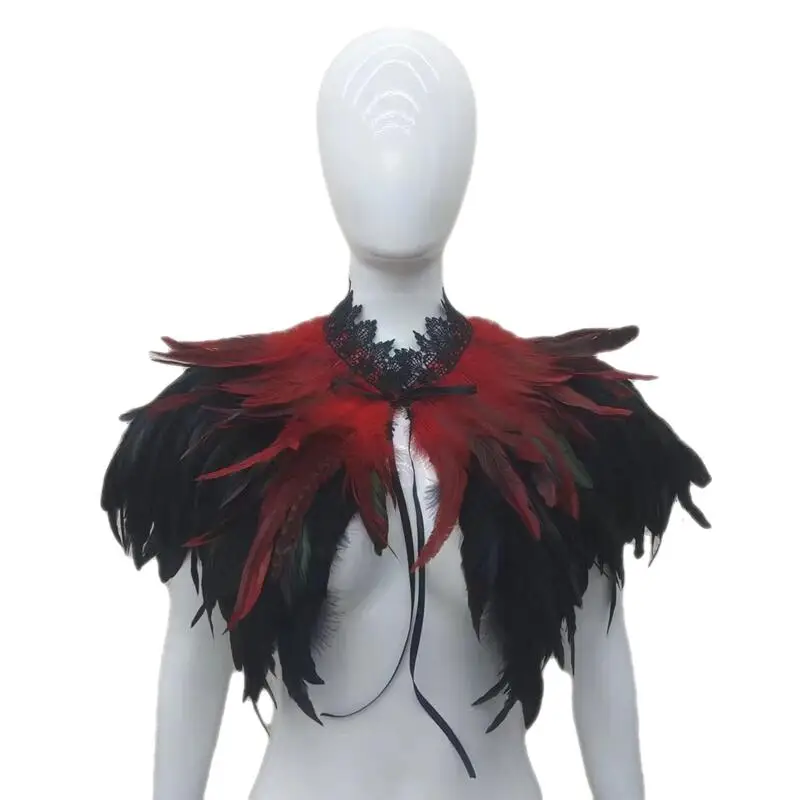 9 Color Luxury Feather Choker Gothic Clothes Accessories Party Cosplay Feather Fur Shawl Scarf Women Halloween Decor Pro Wrapm
