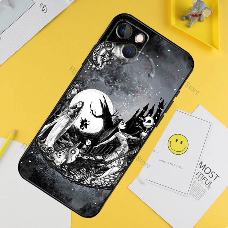 Gothic Romance Halloween Phone Case featuring Jack and Sally Design