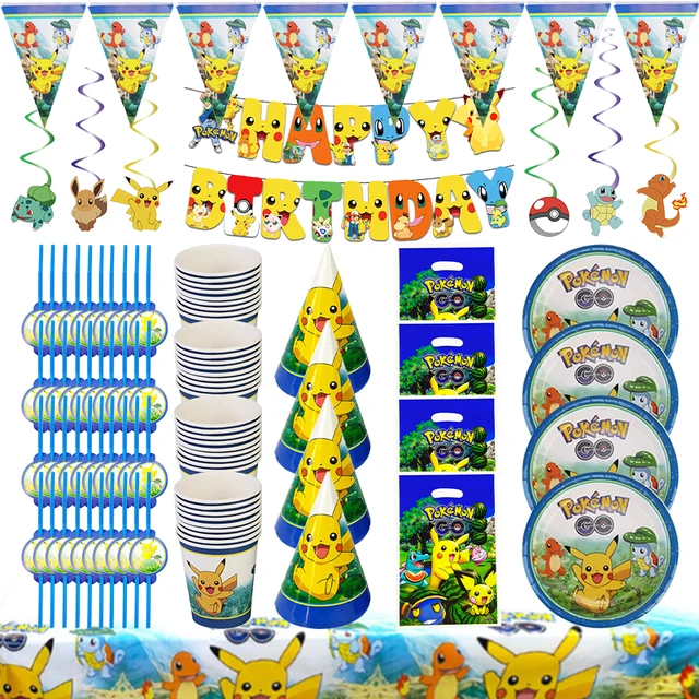 Pokémon Decoração de Aniversário para Meninas, Louça Rosa Pikachu, Pratos  De Papel, Copos, Guardanapos, Balões, Pano De Fundo, Baby Shower, Fontes De  Festa - AliExpress