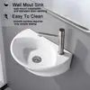 Ceramic Small Wall Mount Bathroom Sink High Gloss Glaze Mini Floating Bath Basin Hung Rv Bathroom Easy Install Length16.5" 4