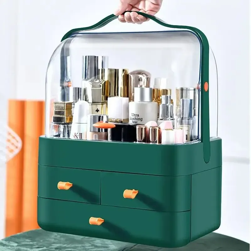 Trendy Dustproof Drawer-style Cosmetic Storage Box Desktop Organizer Skincare Products Comb Tabletop Makeup Holder Rack 5
