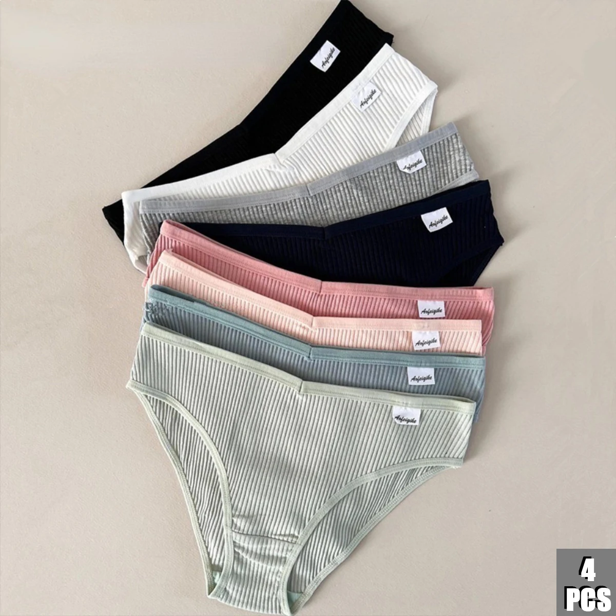 4 Cotton Underwear for Woman Antibacterial Seamless Panty Comfortable Breathable Deep V Plus Size Panties S-XXL 1