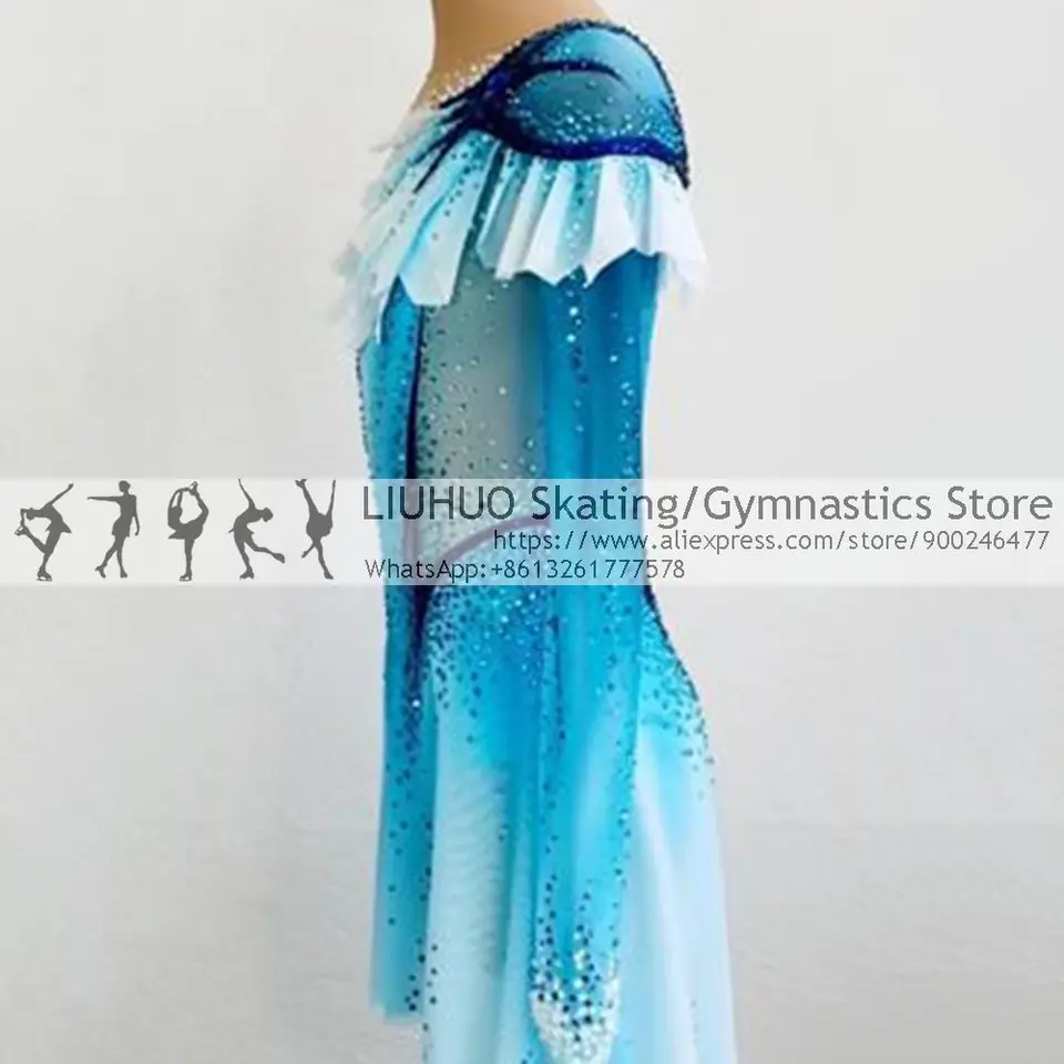 TiaoBug Abito da Pattinaggio Artistico Donna Strass Leotards Vestito da
