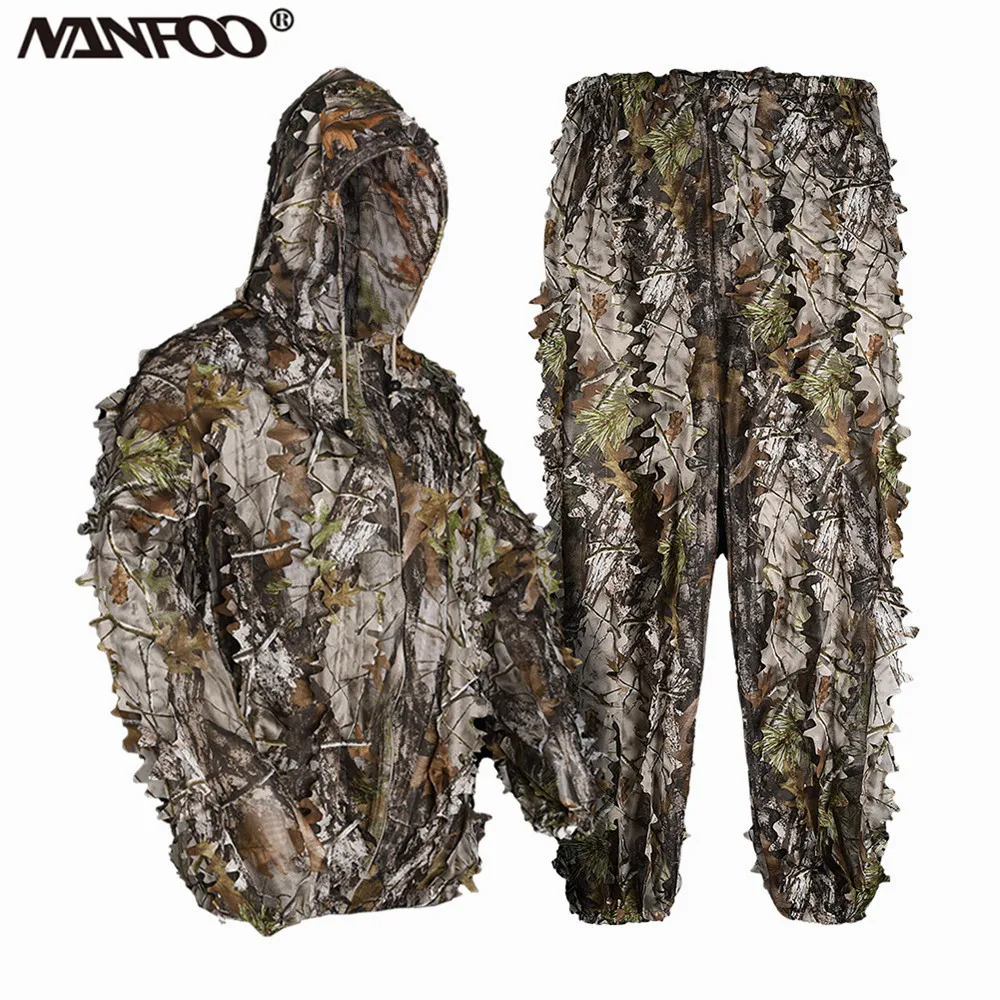 Ensemble pêche Ghillie 3D coupe arbre - protection UV observation oiseaux chasse jungle