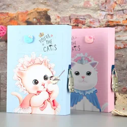 Kawaii – carnet de mots de passe chat en boîte, papeterie scolaire primaire avec verrou, livre Agenda Agenda créatif, pages à colorier, 1 pièce, 2022 