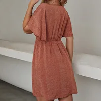 Robe ample décontractée pour femmes, nouvelle collection printemps et été 2024, col en v, manches courtes, Europe et états-unis 2