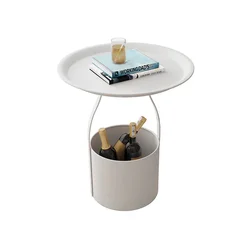 Creative Multi-Functional Bucket Sofa Side Tables Exquisite Iron Art Small Round Light Luxury Storage Coffee Table