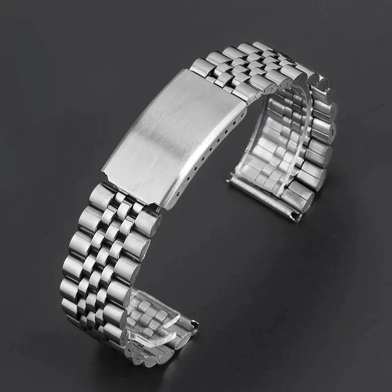 Sleek Stainless Steel Watch Band with Folding Buckle – Universal Fit Bracelet