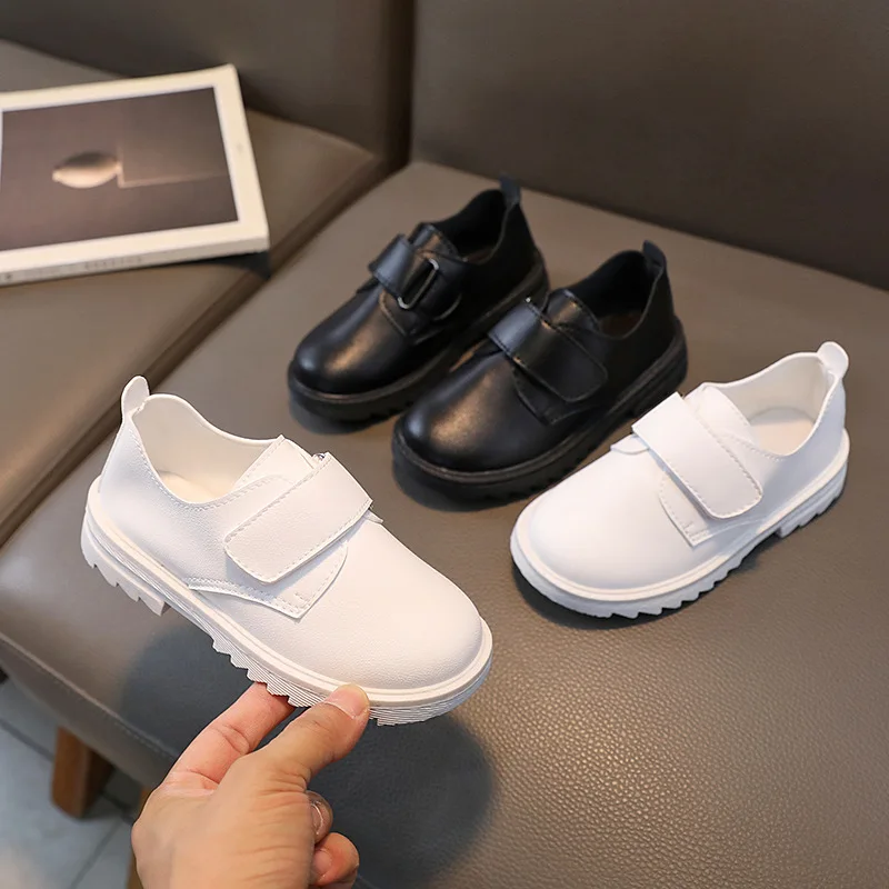 Children Boys Leather Shoes Kindergarten Versatile Performance Black Uniform School Shoes Kids Soft Girls Britain PU