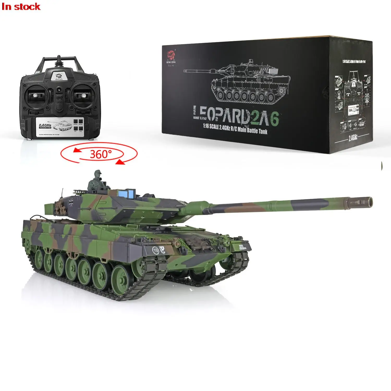 Henglong 1/16 7.0 Plastica Leopard2A6 Rc Tank 3889 W/ Steel Gearbox Barrel Recoil Bbs Airsoft Ir Combat Chassis Retrattile