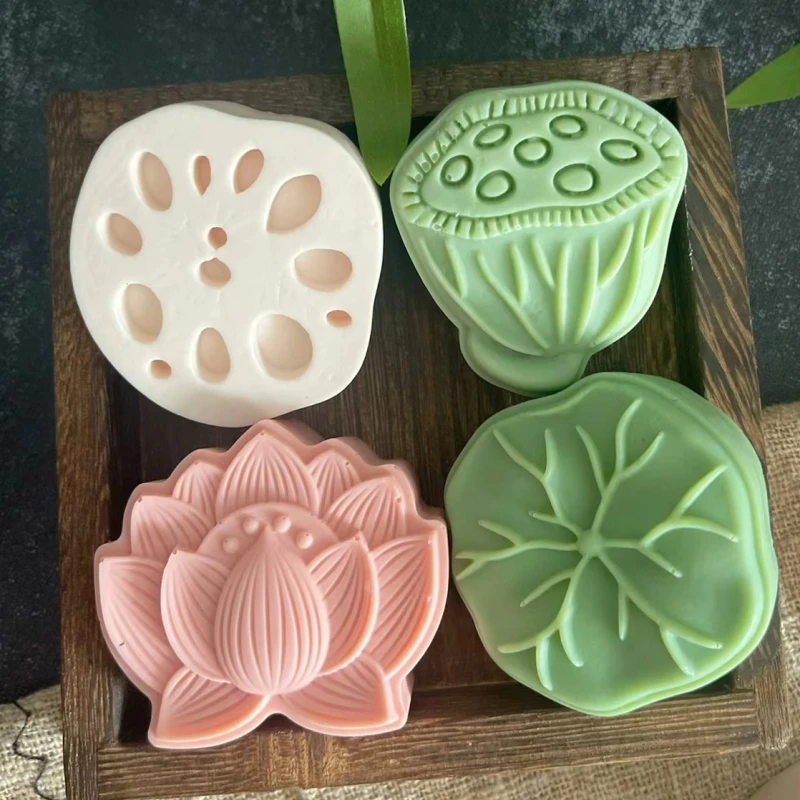 Creative Lotus Flowers Handmade Soap Silicone Molds DIY Leaf Aromatherapy Plaster Gypsum Crafts Mold for Car Decoration