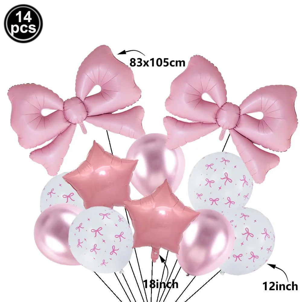 Pink Bow Birthday Party Tableware Set - Plates, Cups, and Napkins