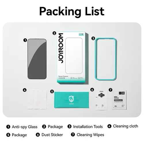 Joyroom 1/2Pcs Anti-spy Glass For iPhone 17 16 15 14 Pro Max Glass For iPhone 17 16 15 14 13 12 Pro Max Privacy Screen Protector - Image 6