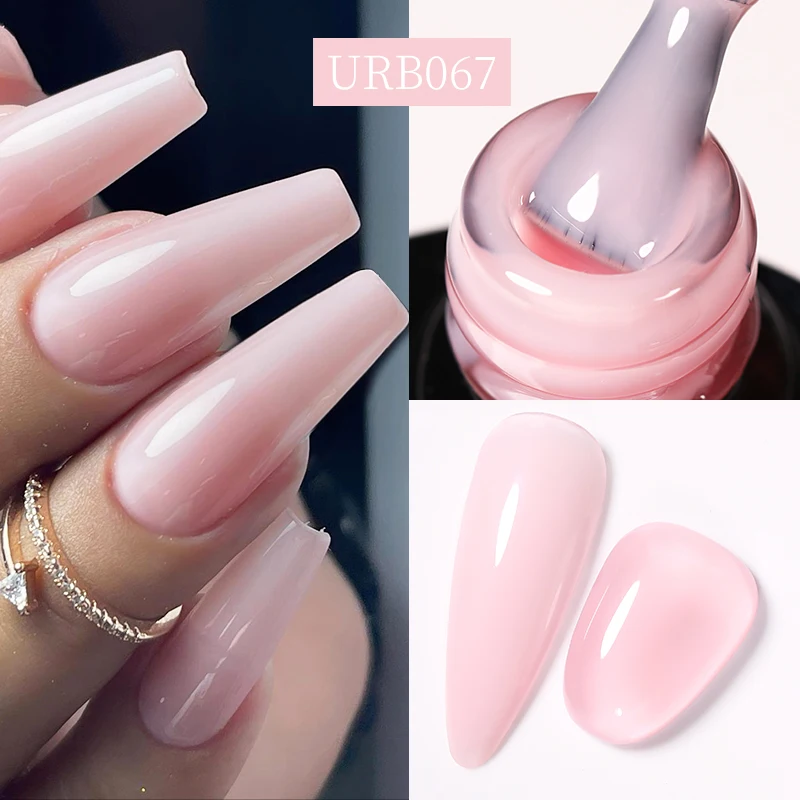 UR SUGAR 7ml Gel Base in gomma rosa pallido colore nudo Semi Permant Soak Off UV LED vernici Gel autolivellanti grande copertura