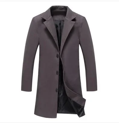 Spring and Autumn Leisure Men's Long Solid Color Fashion Versatile Single breasted Windbreaker Large Casual Cloth Coat