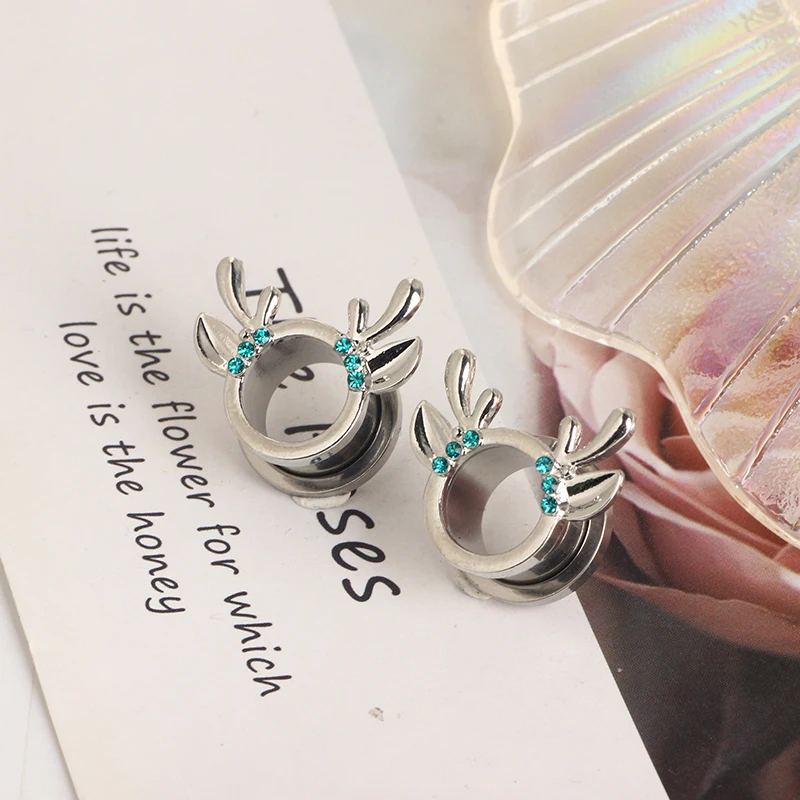 Stainless steel Rose Gold Ear Gauges Piercing Animal Ear Tunnels Plugs Screw Earrings 6-16MM 60pcs