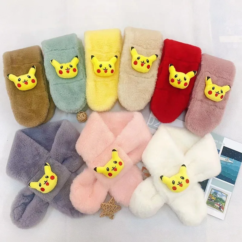 

Pikachu Love Cartoon Children's Scarf Autumn and Winter Plush Warm Crossover Boys' and Girls' Baby Neck Christmas Gift