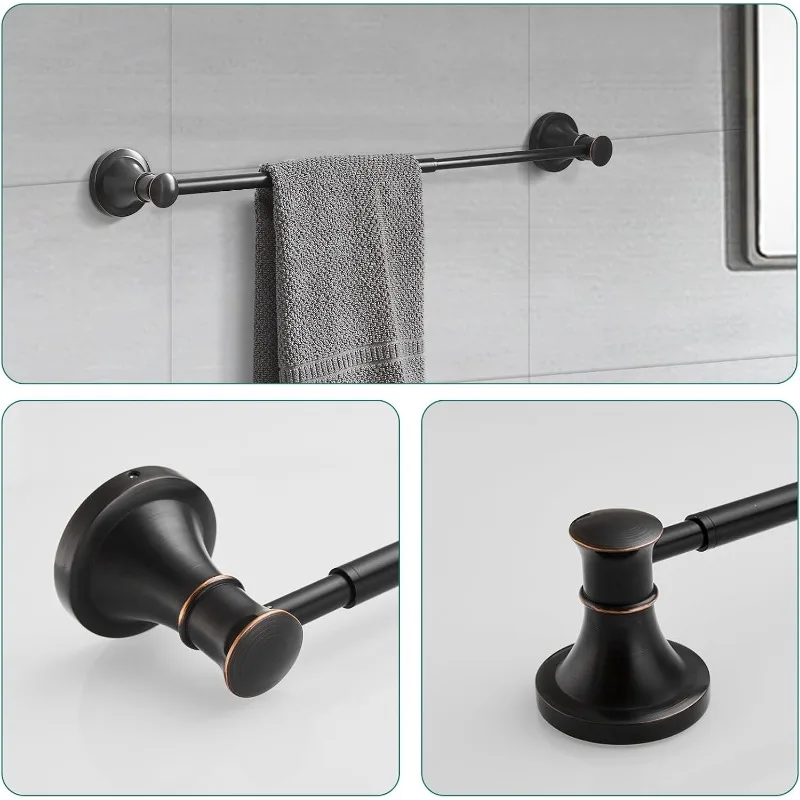 Oil Rubbed Bronze 4-Piece Bathroom Bath Set, Wall Mount Bathroom Hardware Fixture, Accessories
