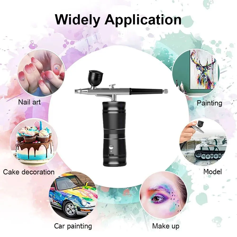 Spray Gun Spray Gun with Compressor 0.3mm Kit for Nail for Model/Cake/Car Painting