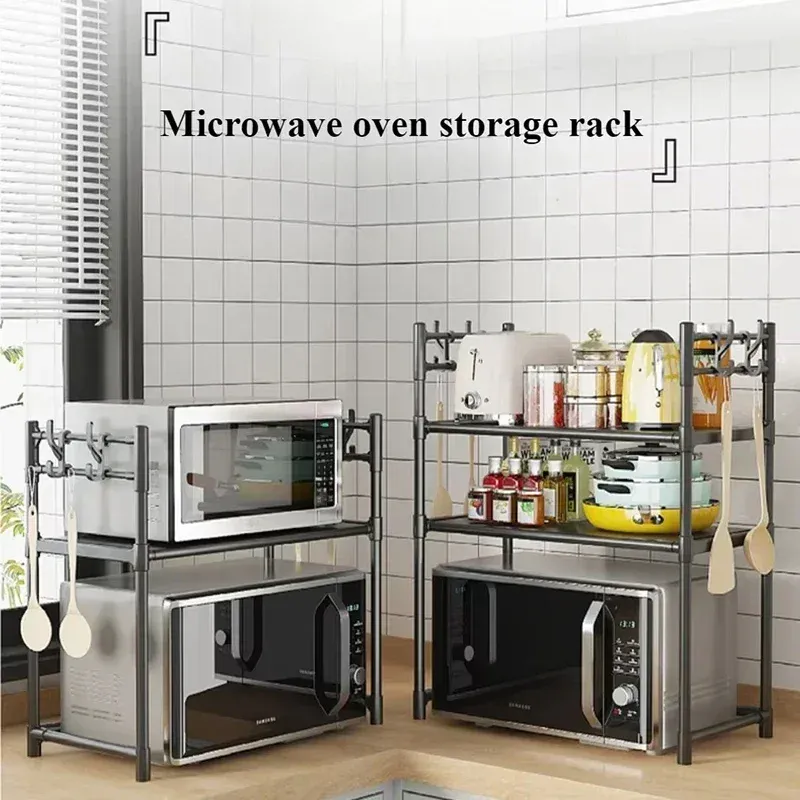 New Kitchen Microwave Rack Countertop Seasoning Oven Storage Organizer Multi-Layer Storage Rack for Kitchen Essentials