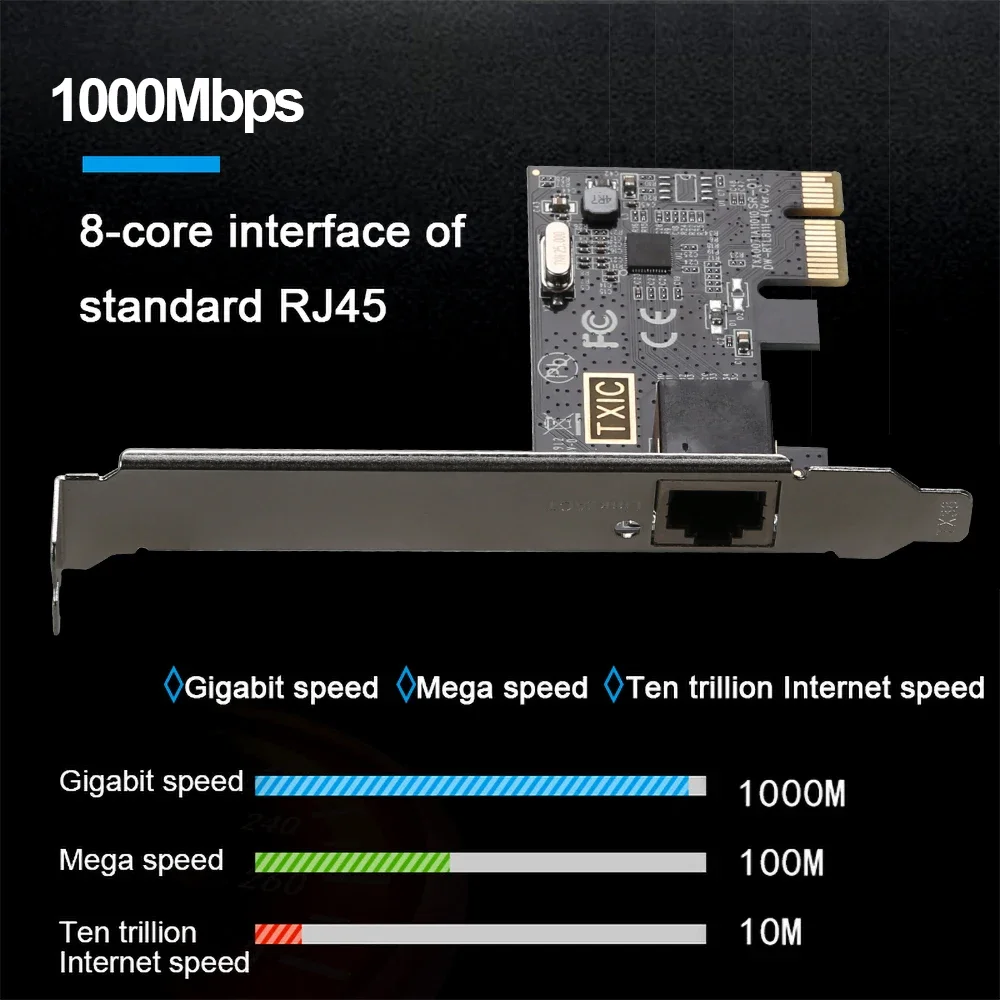 1000Mbps PCIE-RJ45 네트워크 카드 10/100/1000Mbps RJ45 PCI Express 변환기 LAN 이더넷 기가비트 어댑터 PCIe 데스크탑 PC 용