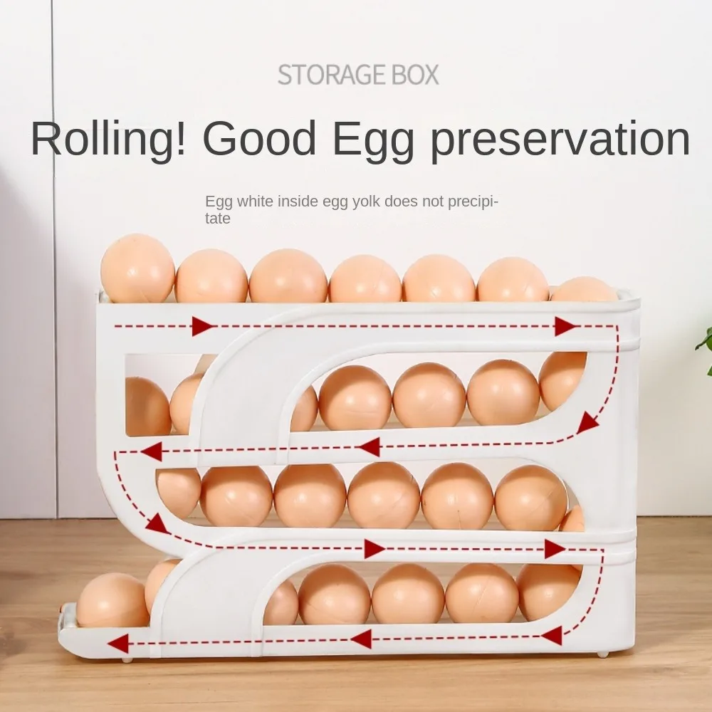 Sliding Egg Storage Container Convenient Automatic Rolling Holder Storage Box Fridge Kitchen Space Saver with Shockproof Design