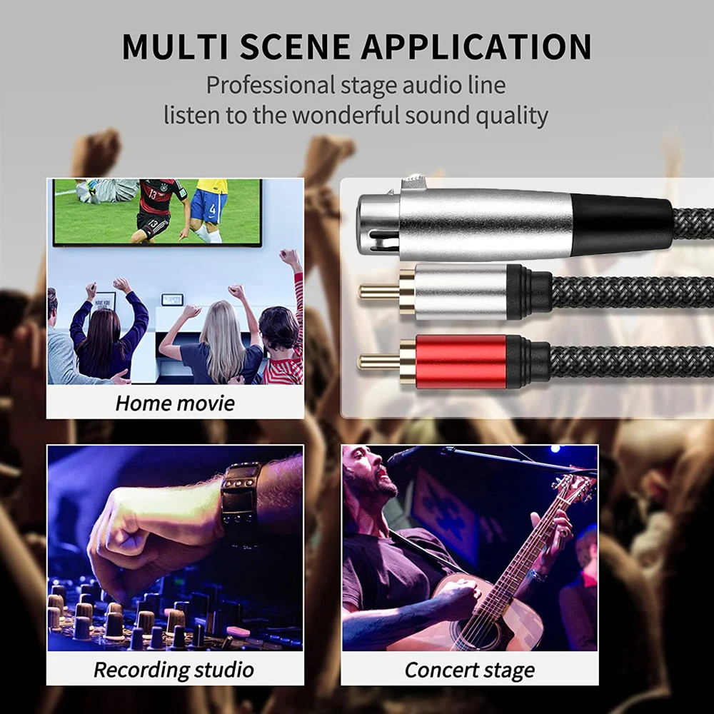 Premium XLR to Dual RCA Audio Cable for Enhanced Signal Transmission