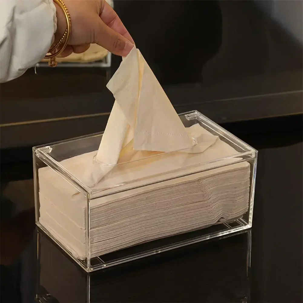 

Paper Waterproof Storage Acrylic Home Transparent Visible Napkin Clear Box Organizer Tissue Daily Box Use