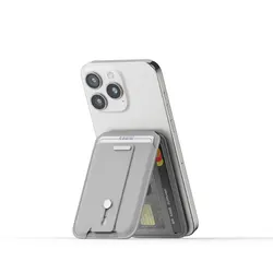 Magnetic Slim Card Holder and Stand Wallet with Multiple Color Options (A - Grey)