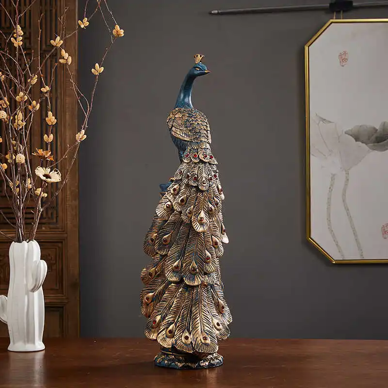 Rich Peacock Ornament Crafts Hotel Living Room TV Cabinet Club Wine Rack Entrance Ornament