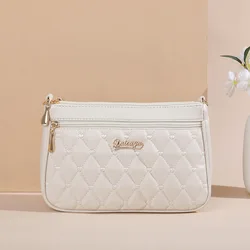 Elegant Embroidered PU Leather Crossbody Shoulder Bag - Women's Fashion Purse with Large Capacity (White)