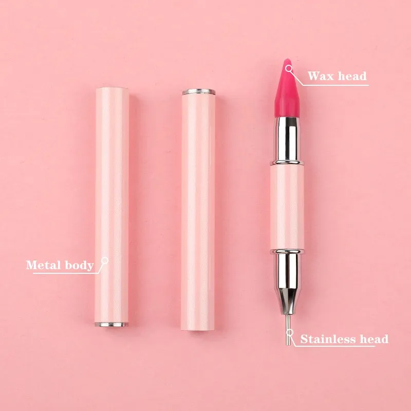 1Pc Professional Diamond Dotting Pen Crystal Pen Stainless Steel +Wax Dual-ended Crystal Picking Pen Dual-ended Rhinestone Pen & 4