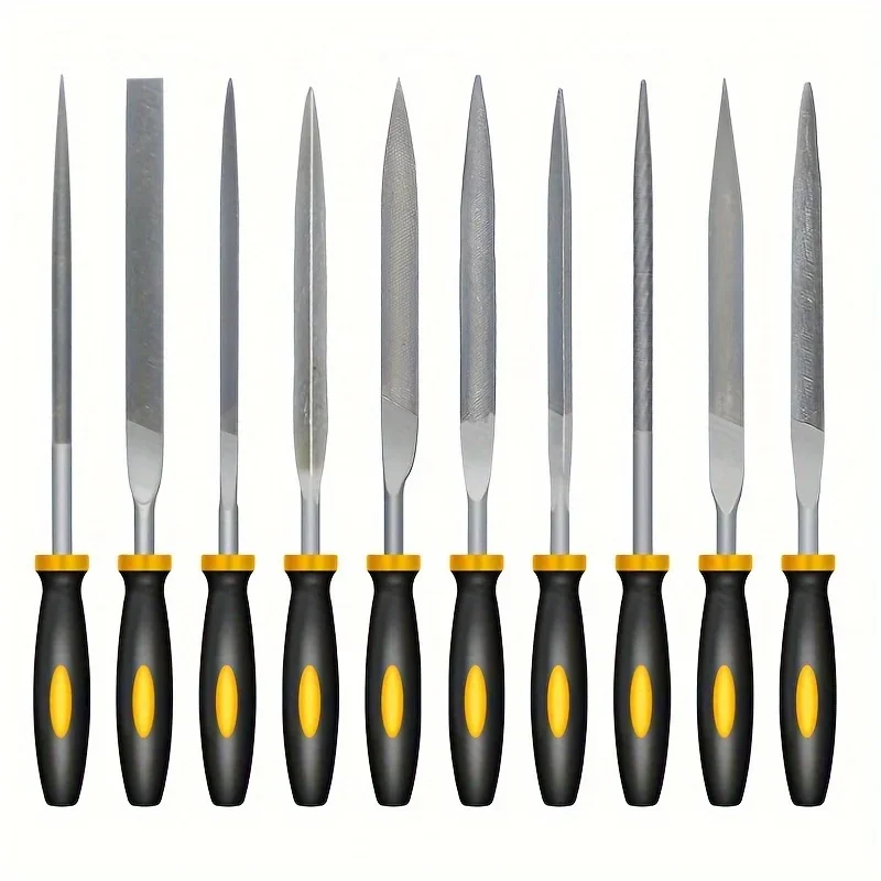 Premium Needle File Set - High Carbon Steel Files with Ergonomic Non-Slip Handles for Wood, Plastic & Model Filing Projects