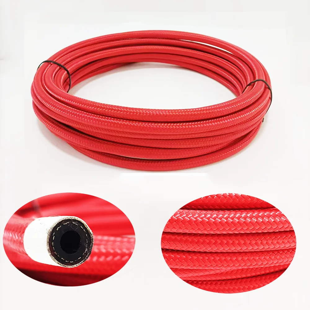 Fuel Hose Red Fuel Hose Oil Gas Line1M AN4-AN20 Nylon/Stainless Steel Braided Fuel Supply System Accessories