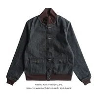 Sauce Zhan  Mans Jacket Short Lined Selvedge Denim Jacket Men A1 Flight Jacket Regular Fit 1