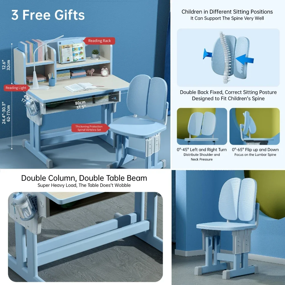Kids Desk and Chair Set Height Adjustable Children School Writing Study Table for Kids Computer Office Desk with Drawers AliExpress 1503