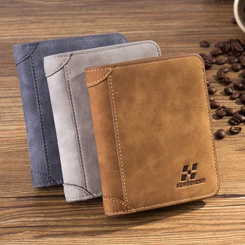New Men's Wallet Short Frosted Leather Wallet Retro Two Fold Vertical Wallet Youth Korean Multi-Card Wallet 2022 Luxury Wallet 4