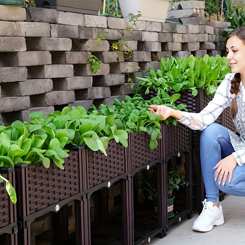 Plastic Raised Garden Bed with Legs Elevated Planter with Drainage Holes for Vegetables Flowers Tomato Herbs Patio Deck Balcony